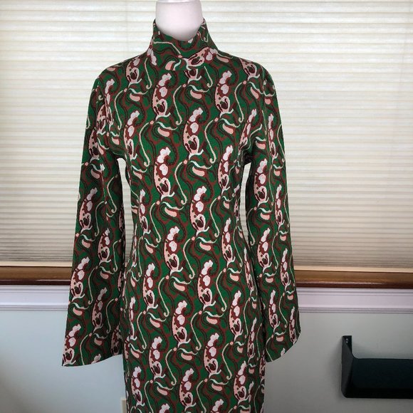 ZARA Green Multicolor Paisley Abstract Print Sexy Slit Midi Dress Bloggers Fave - Picture 6 of 17